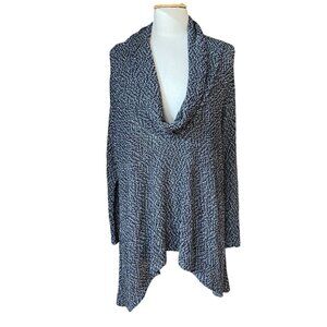 Jess & Jane Oversized Cowl Neck Tunic Sweater Black High-Low Lagenlook USA XL